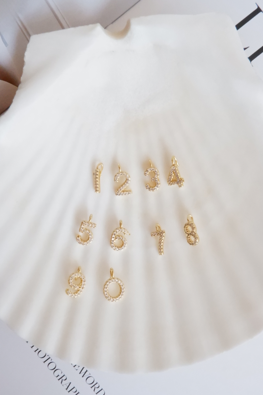 Pavé number charms