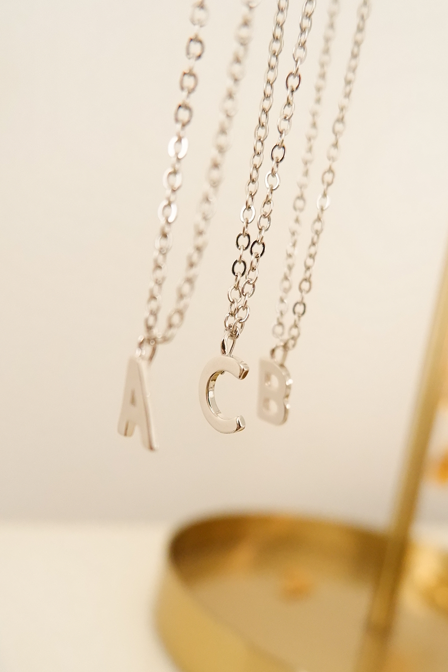 Silver letter charm chain